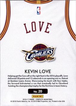 2016-17 Panini Complete - Home #20 Kevin Love Back