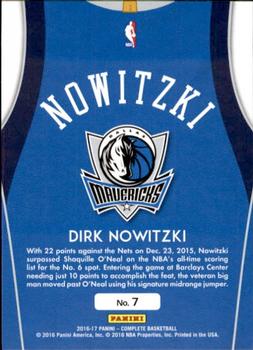 2016-17 Panini Complete - Away #7 Dirk Nowitzki Back
