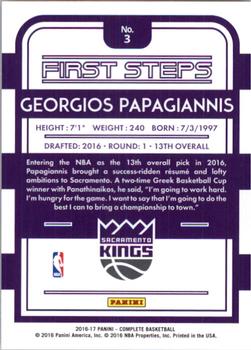 2016-17 Panini Complete - First Steps #3 Georgios Papagiannis Back