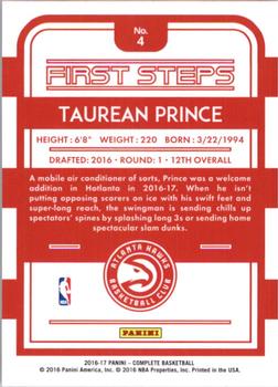2016-17 Panini Complete - First Steps #4 Taurean Prince Back