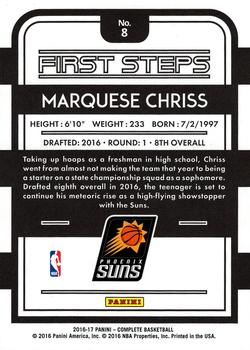 2016-17 Panini Complete - First Steps #8 Marquese Chriss Back