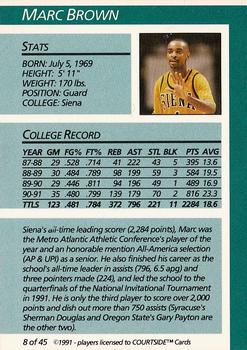 1991 Courtside #8 Marc Brown Back