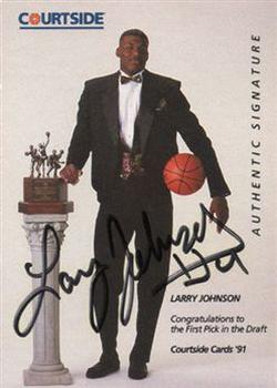 1991 Courtside - Autographs #1 Larry Johnson Front