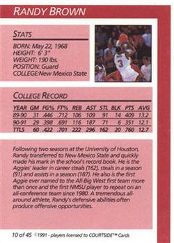 1991 Courtside - Autographs #10 Randy Brown Back