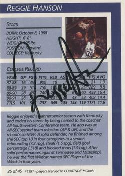 1991 Courtside - Autographs #25 Reggie Hanson Back