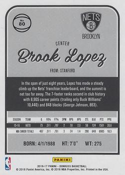 2016-17 Donruss - Orange Holo Laser #80 Brook Lopez Back