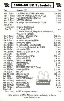 1998-99 Kentucky Wildcats Schedules #NNO Scott Padgett Back