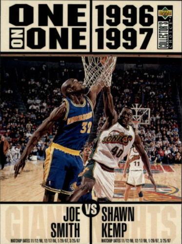1996-97 Collector's Choice - One on One 5x7 #3 Joe Smith / Shawn Kemp / Larry Johnson / Charles Barkley / Vin Baker / Juwan Howard / Kevin Garnett / Dennis Rodman Front