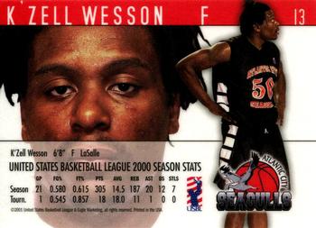 2000-01 USBL 15th Anniversary Set #13 K'Zell Wesson Back