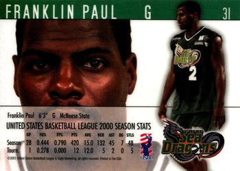 2000-01 USBL 15th Anniversary Set #31 Franklin Paul Back