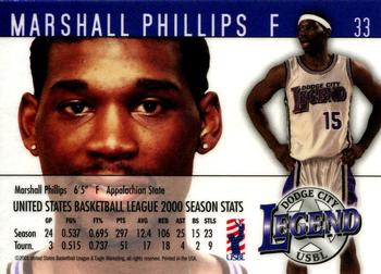 2000-01 USBL 15th Anniversary Set #33 Marshall Phillips Back