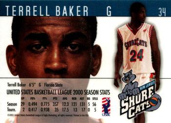 2000-01 USBL 15th Anniversary Set #34 Terrell Baker Back