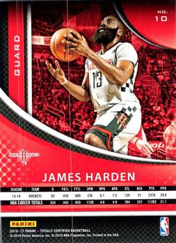 2016-17 Panini Totally Certified - Calling Cards #10 James Harden Back