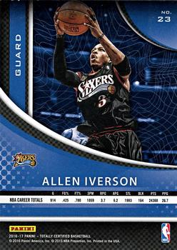 2016-17 Panini Totally Certified - Calling Cards #23 Allen Iverson Back