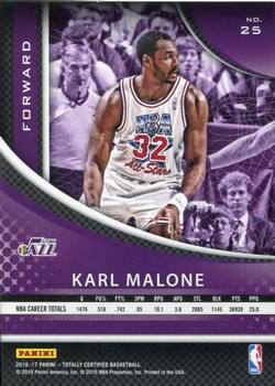 2016-17 Panini Totally Certified - Calling Cards #25 Karl Malone Back