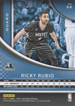 2016-17 Panini Totally Certified - Calling Cards #32 Ricky Rubio Back