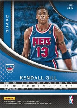 2016-17 Panini Totally Certified - Calling Cards #35 Kendall Gill Back