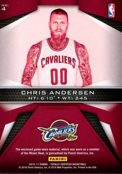 2016-17 Panini Totally Certified - Fabric of the Game #4 Chris Andersen Back