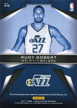 2016-17 Panini Totally Certified - Fabric of the Game Blue #49 Rudy Gobert Back