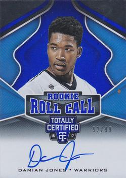 2016-17 Panini Totally Certified - Rookie Roll Call Autographs Blue #22 Damian Jones Front
