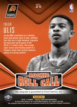2016-17 Panini Totally Certified - Rookie Roll Call Autographs Blue #25 Tyler Ulis Back