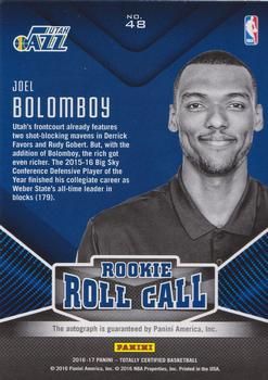 2016-17 Panini Totally Certified - Rookie Roll Call Autographs Camo #48 Joel Bolomboy Back