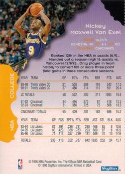 1996-97 Hoops Los Angeles Lakers Team Sheet SGA #NNO Nick Van Exel Back