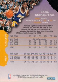 1996-97 Hoops Los Angeles Lakers Team Sheet SGA #NNO Eddie Jones Back