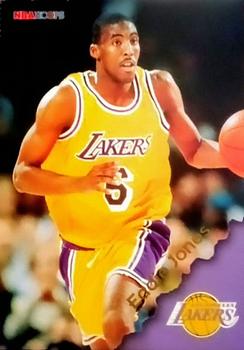 1996-97 Hoops Los Angeles Lakers Team Sheet SGA #NNO Eddie Jones Front