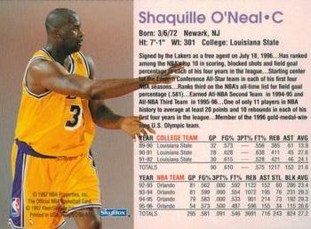 1996-97 Hoops Los Angeles Lakers Team Sheet SGA #NNO Shaquille O'Neal Back