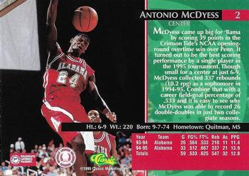 1995 Classic Rookies - Gold Foil #2 Antonio McDyess Back