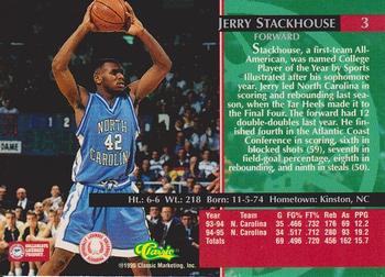 1995 Classic Rookies - Gold Foil #3 Jerry Stackhouse Back