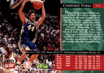 1995 Classic Rookies - Gold Foil #11 Cherokee Parks Back
