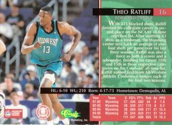 1995 Classic Rookies - Gold Foil #16 Theo Ratliff Back