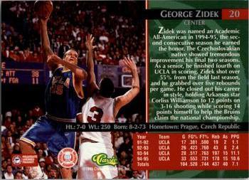 1995 Classic Rookies - Gold Foil #20 George Zidek Back