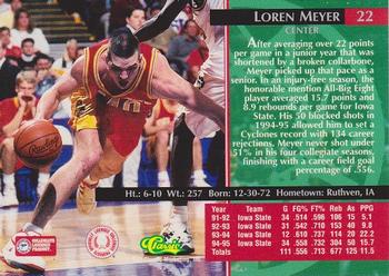 1995 Classic Rookies - Gold Foil #22 Loren Meyer Back
