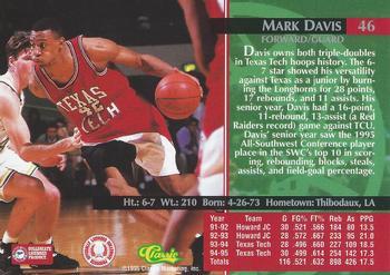 1995 Classic Rookies - Gold Foil #46 Mark Davis Back