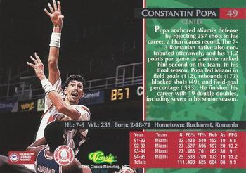 1995 Classic Rookies - Gold Foil #49 Constantin Popa Back