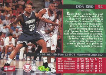1995 Classic Rookies - Gold Foil #54 Don Reid Back