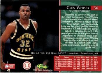 1995 Classic Rookies - Gold Foil #56 Glen Whisby Back