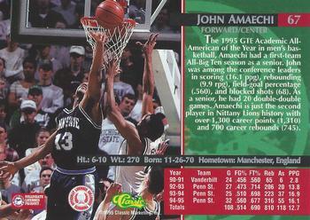 1995 Classic Rookies - Gold Foil #67 John Amaechi Back