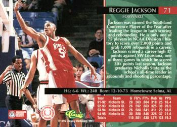 1995 Classic Rookies - Gold Foil #71 Reggie Jackson Back