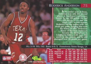 1995 Classic Rookies - Gold Foil #75 Roderick Anderson Back