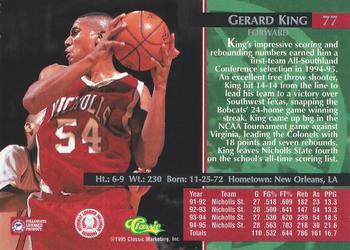 1995 Classic Rookies - Gold Foil #77 Gerard King Back