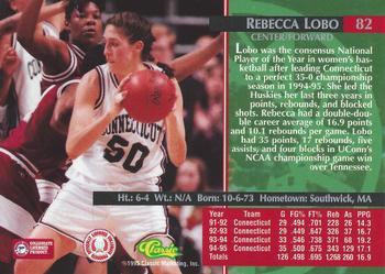 1995 Classic Rookies - Gold Foil #82 Rebecca Lobo Back