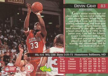 1995 Classic Rookies - Gold Foil #83 Devin Gray Back