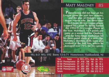 1995 Classic Rookies - Gold Foil #85 Matt Maloney Back