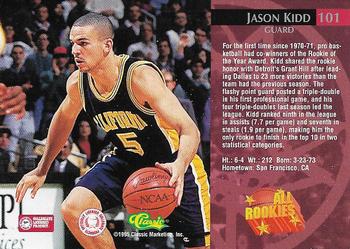 1995 Classic Rookies - Gold Foil #101 Jason Kidd Back