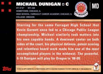2008 Topps McDonald's All-American Game - Game Day Autographs Aftermarket #MD Michael Dunigan Back