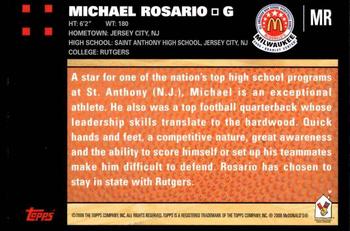 2008 Topps McDonald's All-American Game - Game Day Autographs Aftermarket #MR Michael Rosario Back